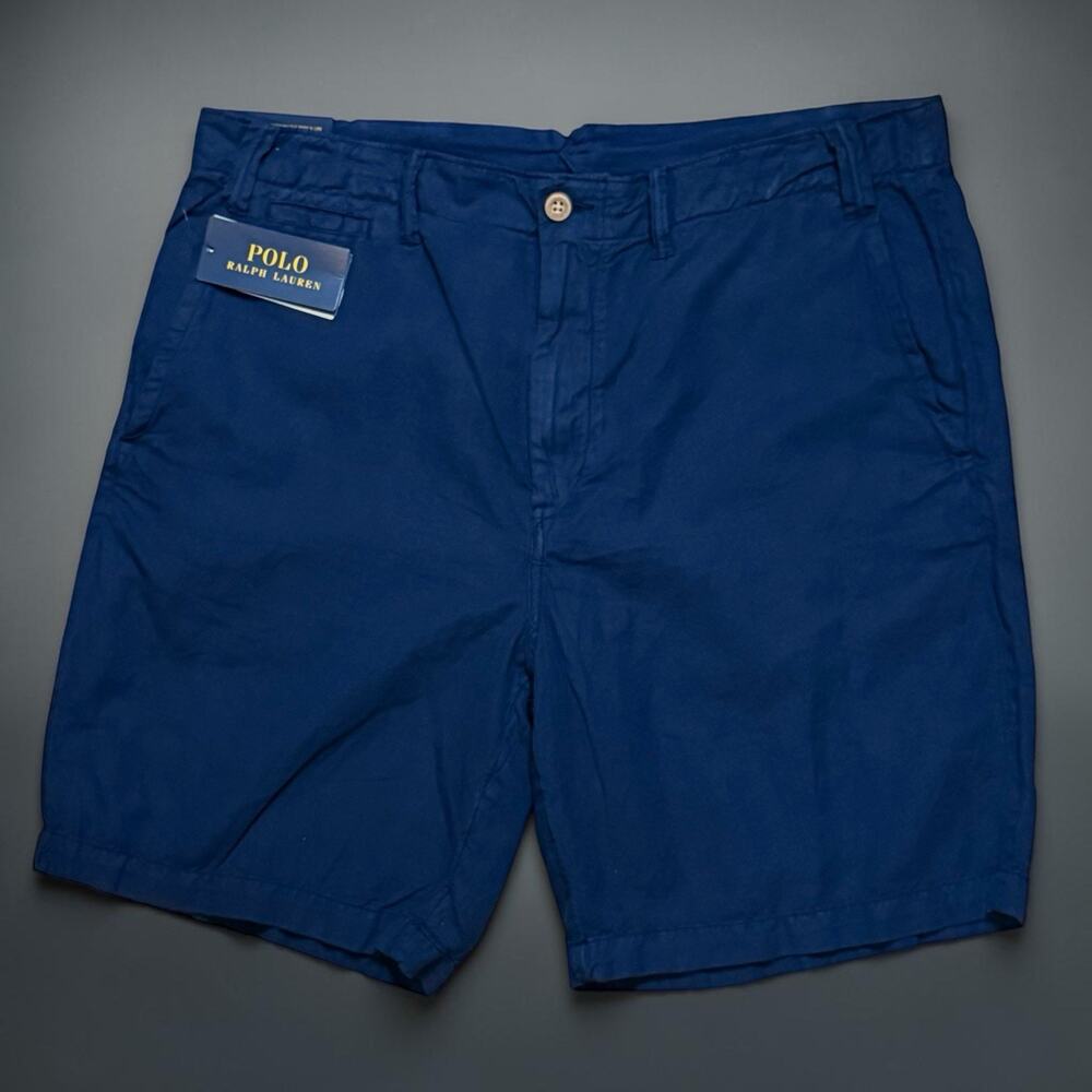New With Tags Polo Ralph Lauren Mens Classic Fit Linen-Cotton Navy Shorts W36